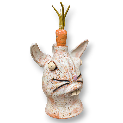 Jackie Apessos 8" Bunny w/Carrot Face Jug DP6338